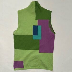 TseSay Long Neck Sleeveless Patchwork Style Cashmere Top
